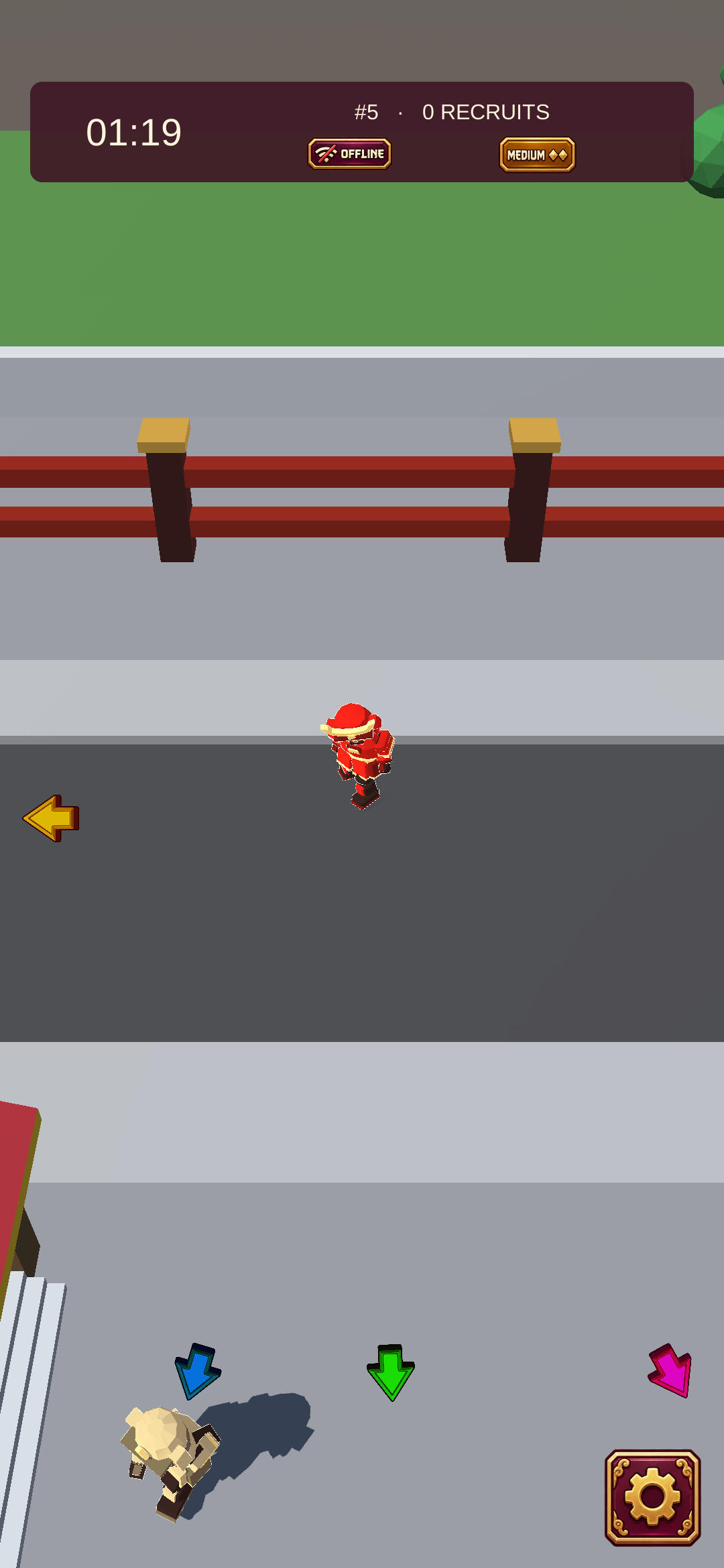 Current Android build: samurai arena with joystick and rival direction arrows