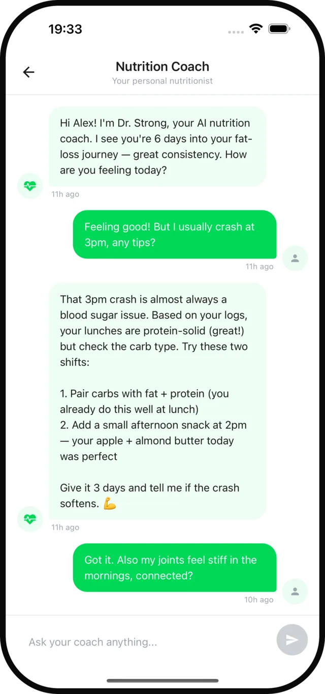 Chatting with the AI coach
