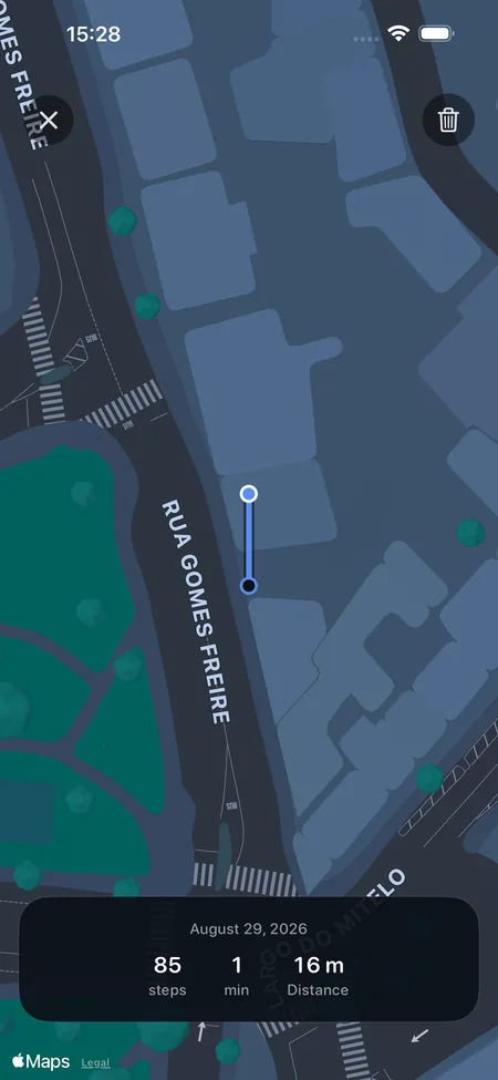 Walk detail with route and distance