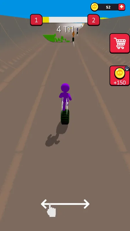 Racing down the half-pipe in 4th place